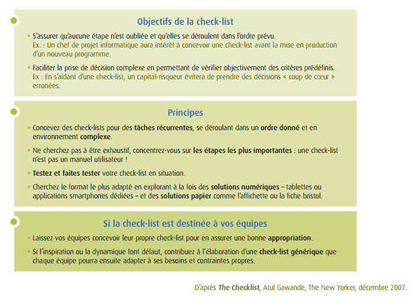 Des checklists pour faciliter le changement...