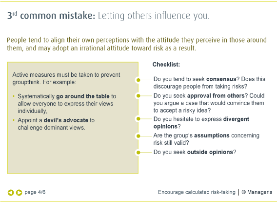 Encourage calculated risk taking - Manageris synopses