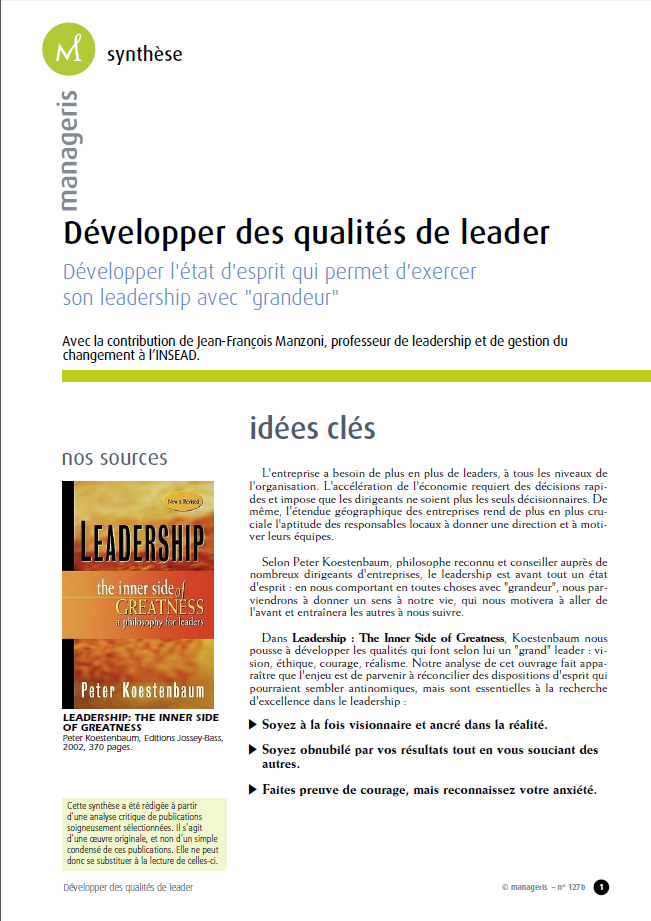 Développer des qualités de leader