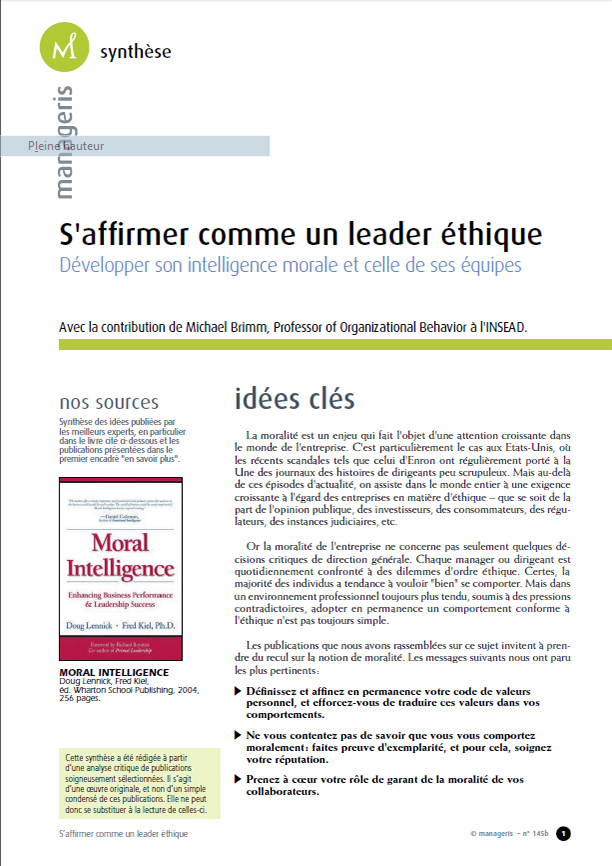 S'affirmer comme un leader éthique